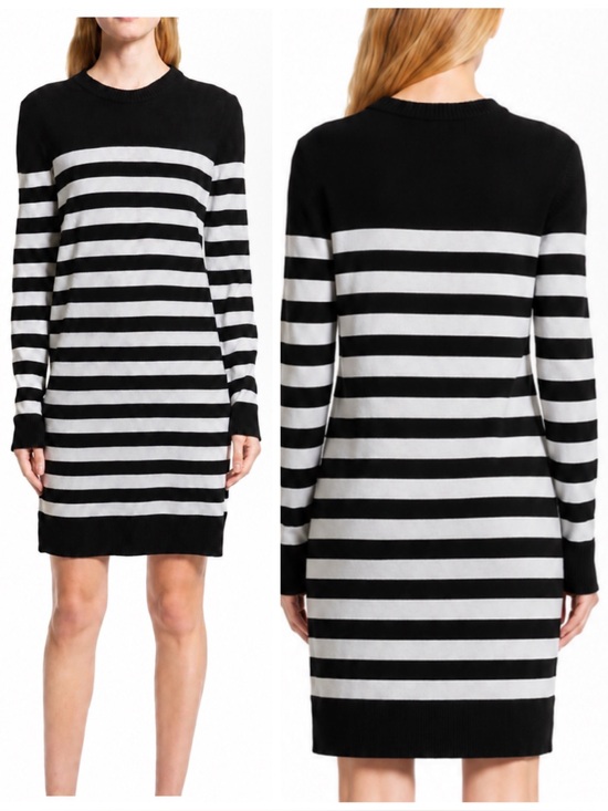 rag & bone Dresses & Skirts - Rag & Bone Taylor Merino Wool Striped Dress in Black and Creamy White